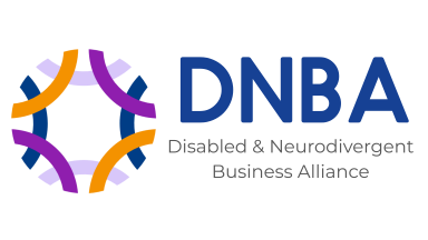 The Disabled & Neurodivergent Business Alliance logo (a purple, dark blue, gold, and lilac snowflake)